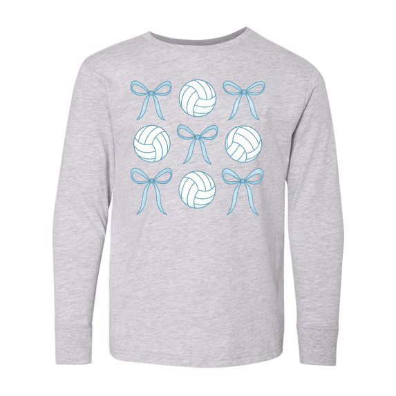 Inktastic Volleyball and Bow Sports Preppy Shirt Long Sleeve Youth T-Shirt
