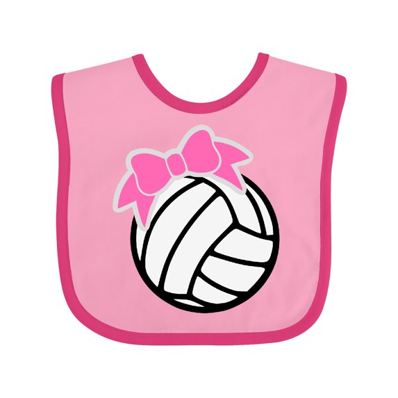 Inktastic Volleyball with Pink Bow Boys or Girls Baby Bib