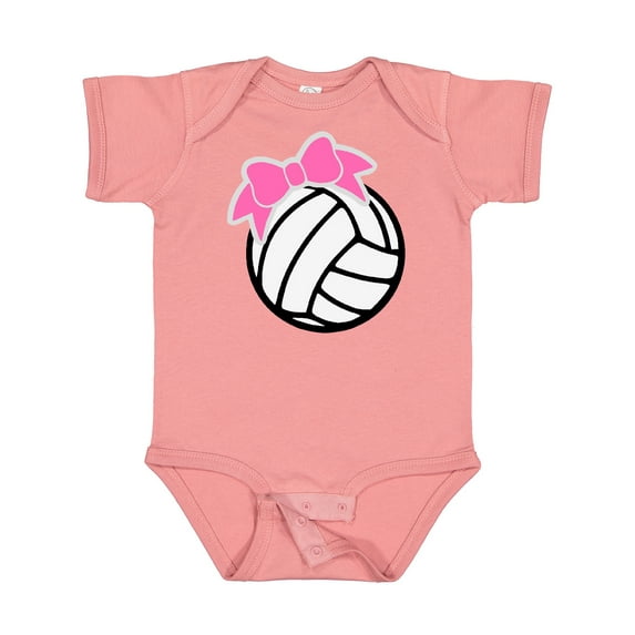 Inktastic Volleyball with Pink Bow Boys or Girls Baby Bodysuit