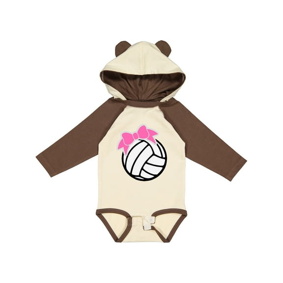 Inktastic Volleyball with Pink Bow Boys or Girls Long Sleeve Baby Bodysuit
