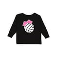 thumbnail image 1 of Inktastic Volleyball with Pink Bow Boys or Girls Long Sleeve Toddler T-Shirt, 1 of 5