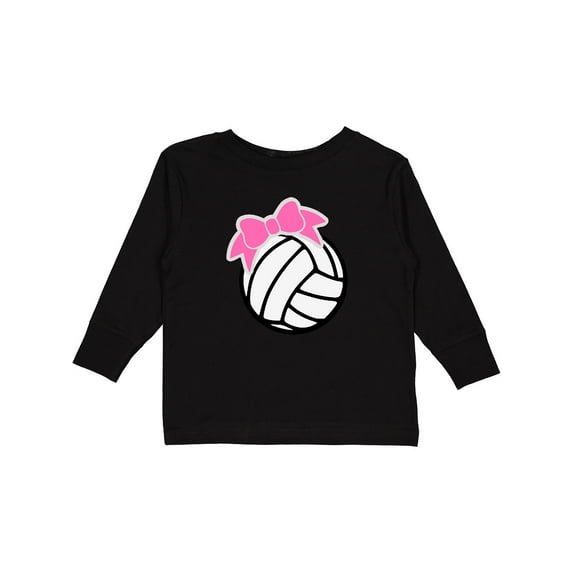 Inktastic Volleyball with Pink Bow Boys or Girls Long Sleeve Toddler T-Shirt