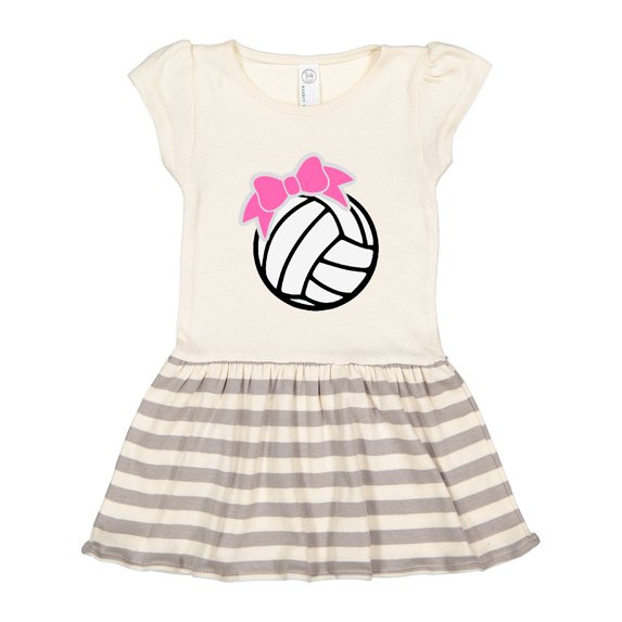 Inktastic Volleyball with Pink Bow Gift Toddler Girl Dress
