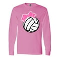 thumbnail image 1 of Inktastic Volleyball with Pink Bow Long Sleeve T-Shirt, 1 of 5