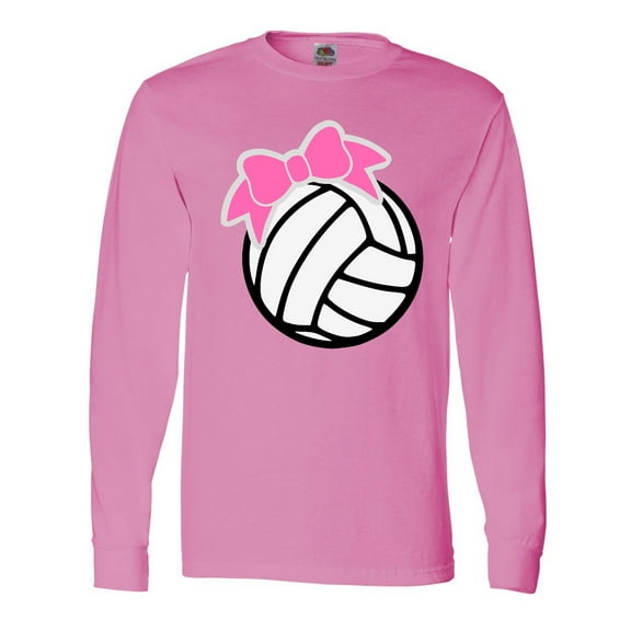 Inktastic Volleyball with Pink Bow Long Sleeve T-Shirt