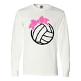 thumbnail image 1 of Inktastic Volleyball with Pink Bow Long Sleeve T-Shirt, 1 of 5