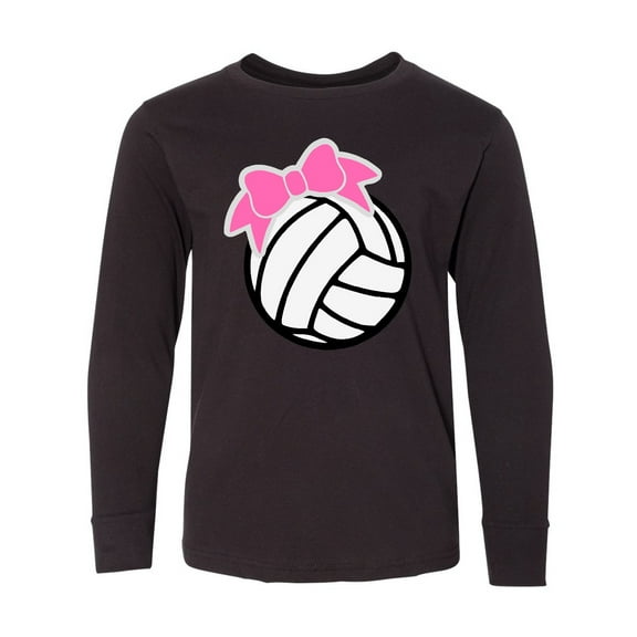 Inktastic Volleyball with Pink Bow Long Sleeve Youth T-Shirt