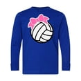 thumbnail image 1 of Inktastic Volleyball with Pink Bow Long Sleeve Youth T-Shirt, 1 of 5
