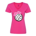 thumbnail image 1 of Inktastic Volleyball with Pink Bow Women's V-Neck T-Shirt, 1 of 5