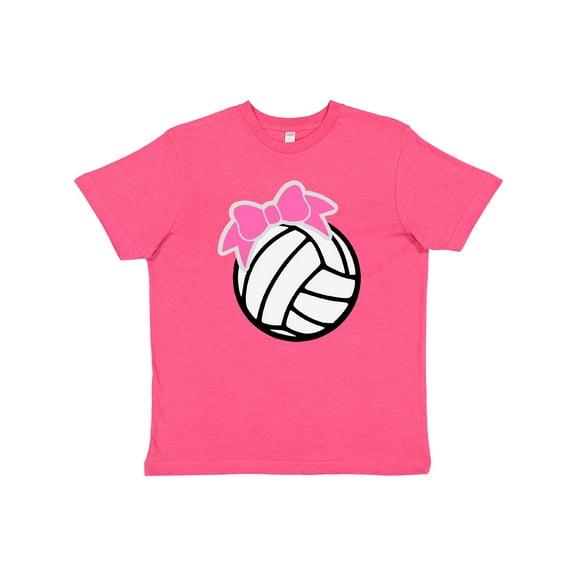 Inktastic Volleyball with Pink Bow Youth T-Shirt