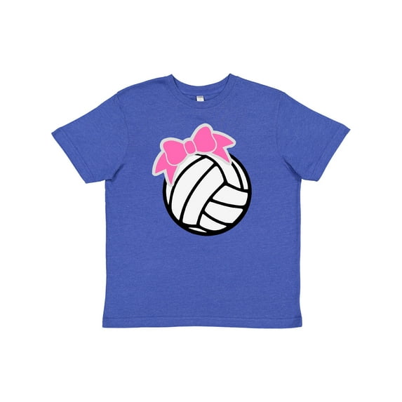 Inktastic Volleyball with Pink Bow Youth T-Shirt