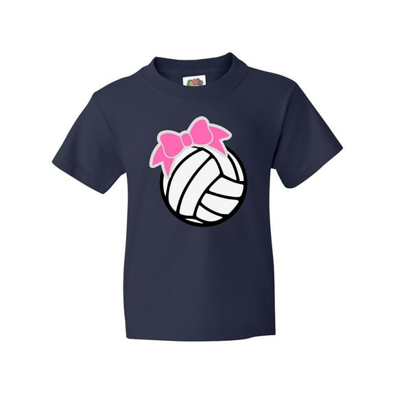 Inktastic Volleyball with Pink Bow Youth T-Shirt