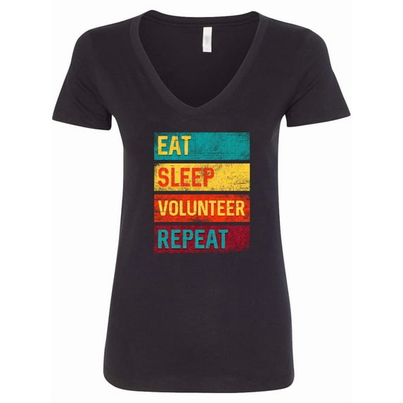 Inktastic Volunteering Eat Sleep Volunteer Repeat Women's V-Neck T-Shirt