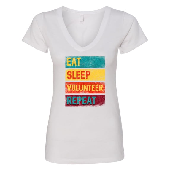 Inktastic Volunteering Eat Sleep Volunteer Repeat Women's V-Neck T-Shirt