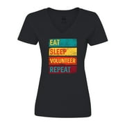 Inktastic Volunteering Eat Sleep Volunteer Repeat Women's V-Neck T-Shirt