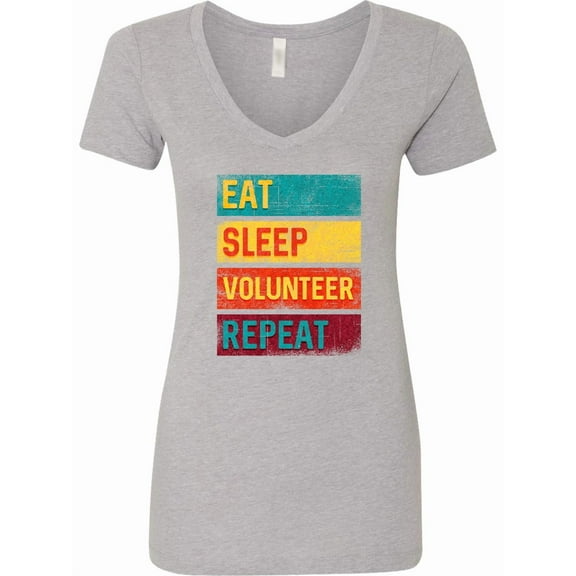 Inktastic Volunteering Eat Sleep Volunteer Repeat Women's V-Neck T-Shirt