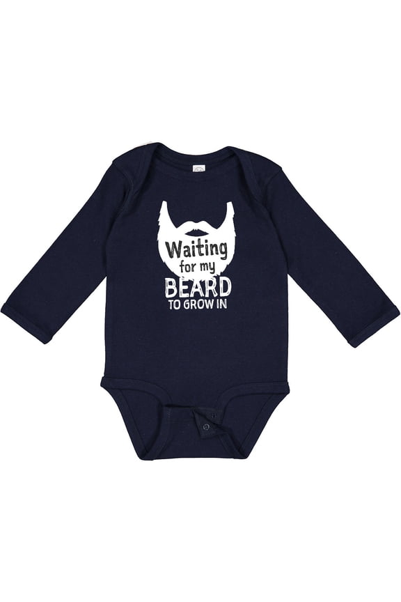 Waiting for My Beard to Grow in Boys Long Sleeve Baby Bodysuit