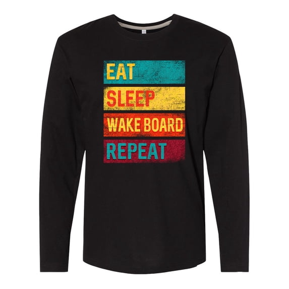 Inktastic Wakeboarding Eat Sleep Wakeboard Repeat Long Sleeve T-Shirt