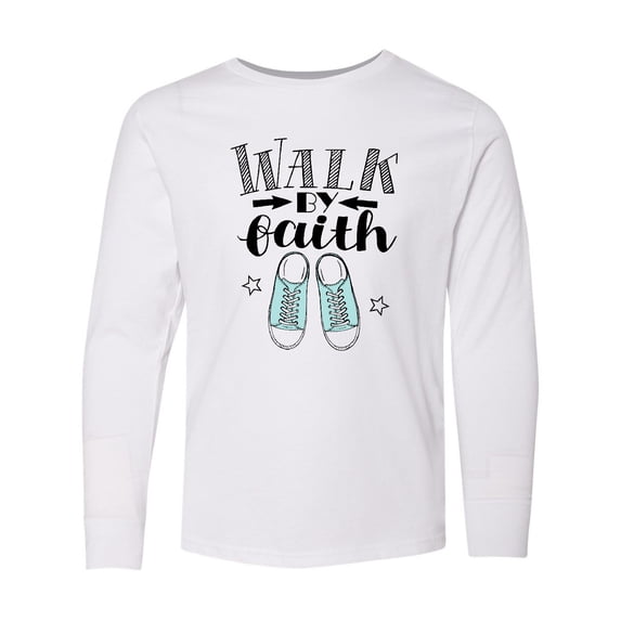 Inktastic Walk by Faith Quote Long Sleeve Youth T-Shirt