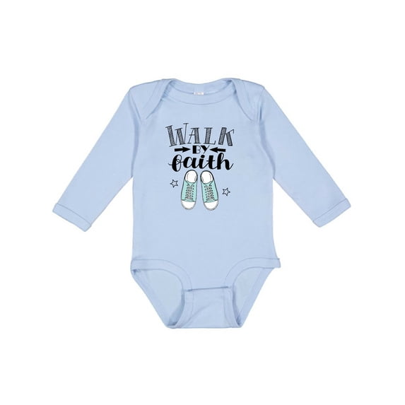 Inktastic Walk by Faith Quote Boys or Girls Long Sleeve Baby Bodysuit