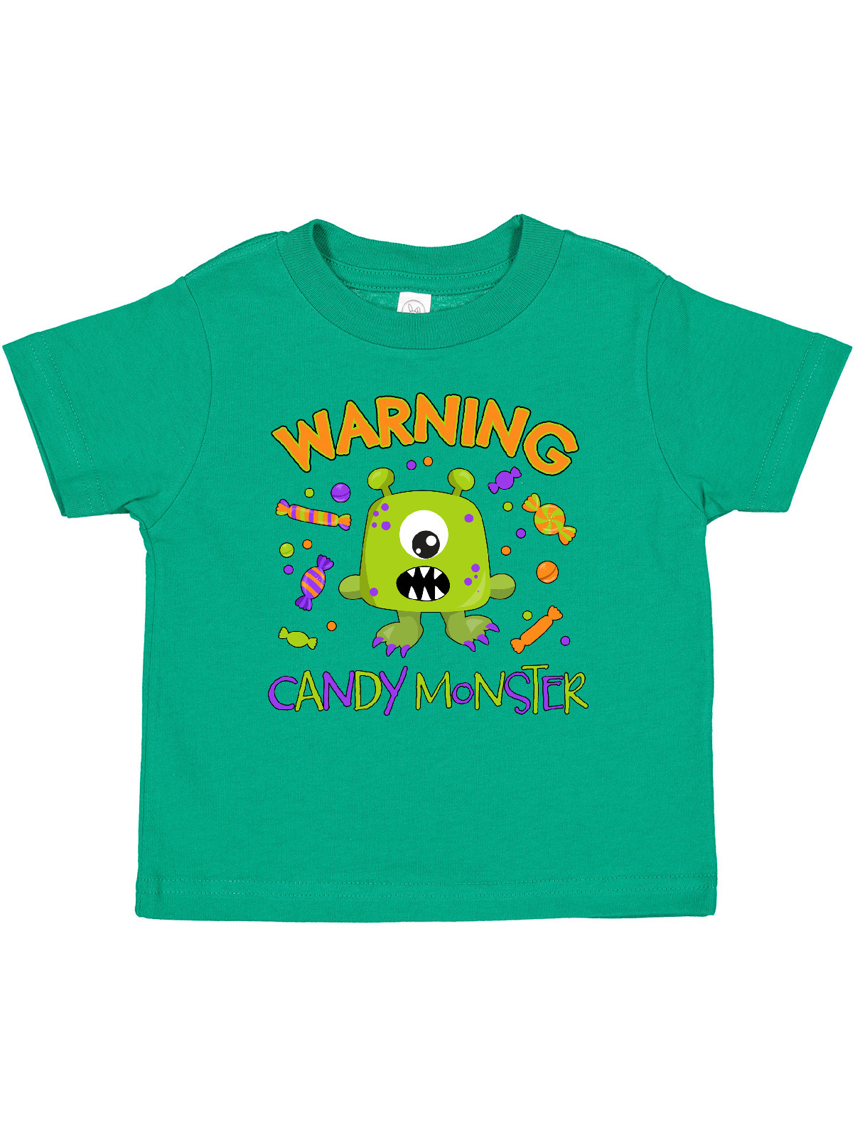 Inktastic Warning Candy Monster with Candy and Cute Green Monster Boys