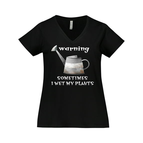 Inktastic Warning Sometimes I Wet My Plants Gardening Humor Women's Plus Size V-Neck T-Shirt