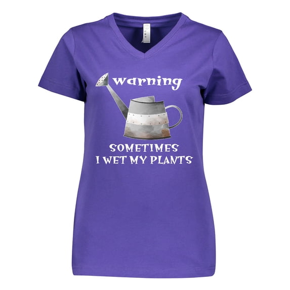 Inktastic Warning Sometimes I Wet My Plants Gardening Humor Women's V-Neck T-Shirt