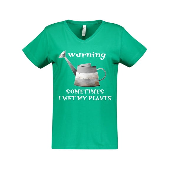 Inktastic Warning Sometimes I Wet My Plants Gardening Humor Women's V-Neck T-Shirt
