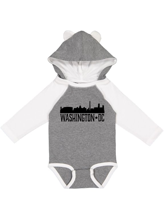 Washington Dc City Skyline Boys or Girls Long Sleeve Baby Bodysuit