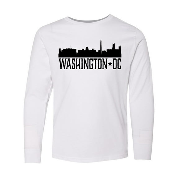 Inktastic Washington Dc City Skyline Long Sleeve Youth T-Shirt