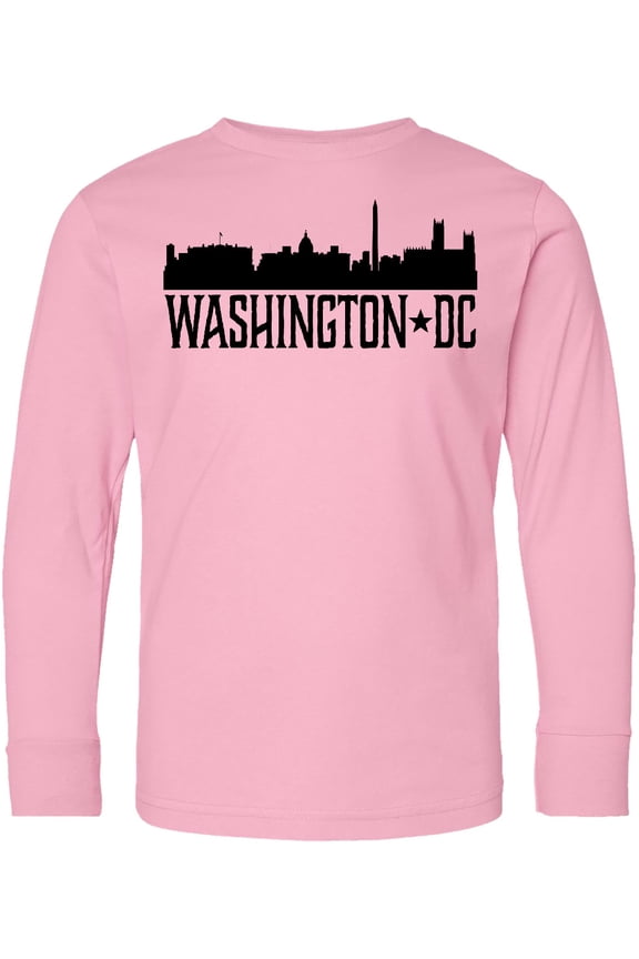 Washington Dc City Skyline Long Sleeve Youth T-Shirt