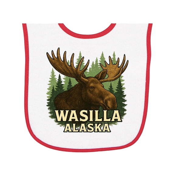Inktastic Wasilla Alaska Moose Nature Scene Wilderness Baby Terry Cloth Bib