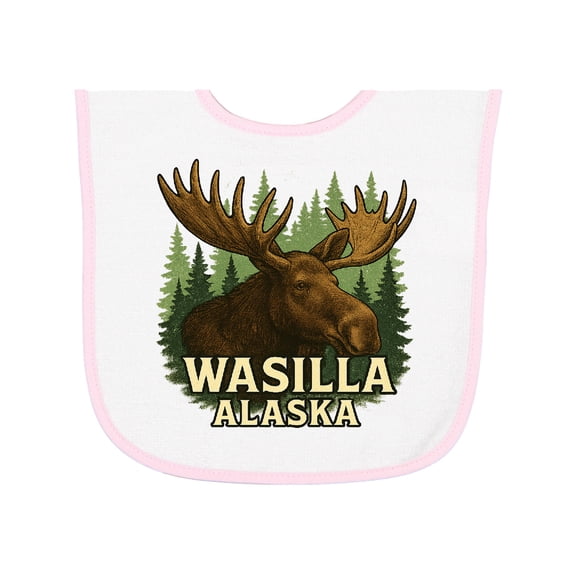 Inktastic Wasilla Alaska Moose Nature Scene Wilderness Baby Terry Cloth Bib