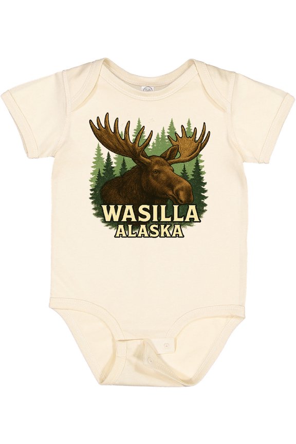 Wasilla Alaska Moose Nature Scene Wilderness Boys or Girls Baby Bodysuit