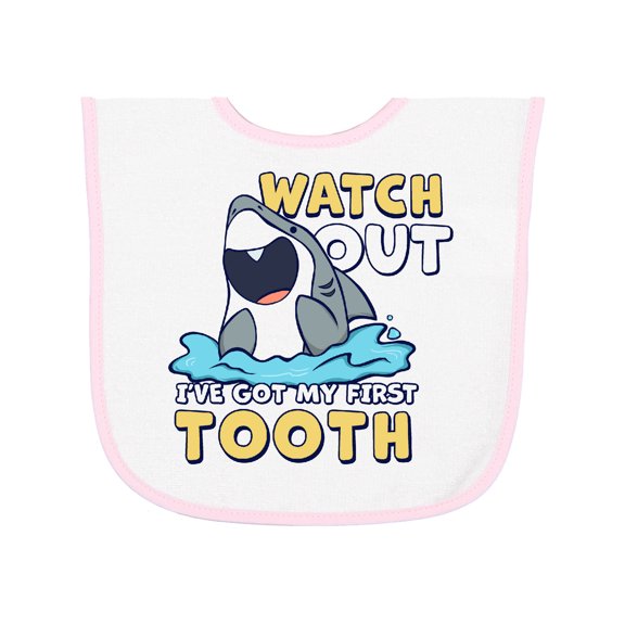 Inktastic Watch out I've Got My First Tooth Baby Terry Cloth Bib