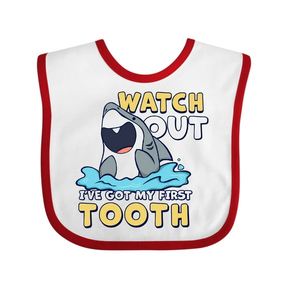 Inktastic Watch out I've Got My First Tooth Boys or Girls Baby Bib