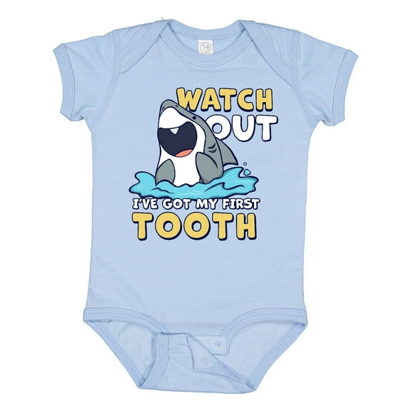 Inktastic Watch out I've Got My First Tooth Boys or Girls Baby Bodysuit