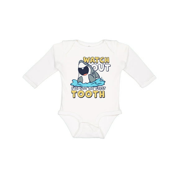 Inktastic Watch out I've Got My First Tooth Boys or Girls Long Sleeve Baby Bodysuit