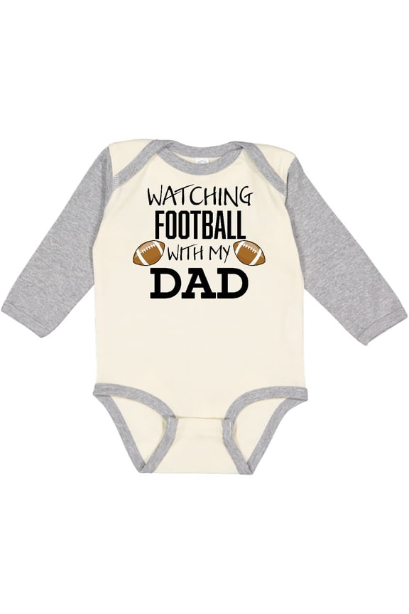 Watching Football with My Dad Boys or Girls Long Sleeve Baby Bodysuit