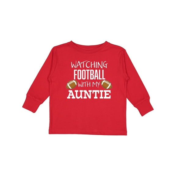 Inktastic Watching Football with my Auntie Boys or Girls Long Sleeve Toddler T-Shirt