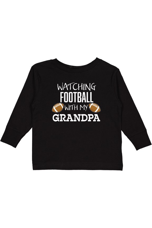 Watching Football with my Grandpa Boys or Girls Long Sleeve Toddler T-Shirt
