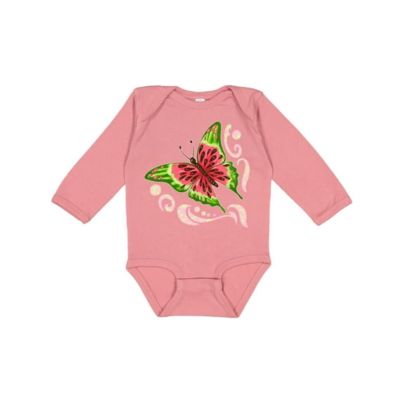 Inktastic Watermelon Butterfly Boys or Girls Long Sleeve Baby Bodysuit