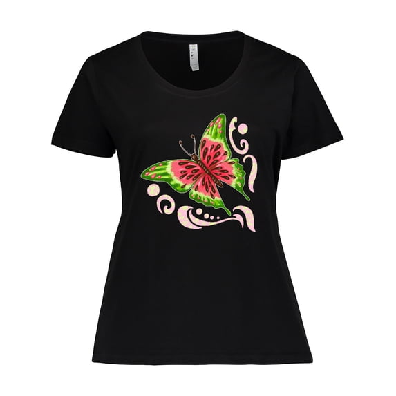 Inktastic Watermelon Butterfly Women's Plus Size T-Shirt