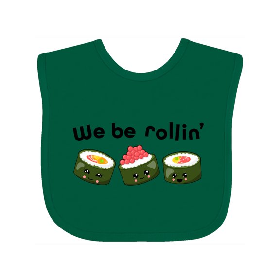 Inktastic We Be Rollin Cute Sushi Boys or Girls Baby Bib