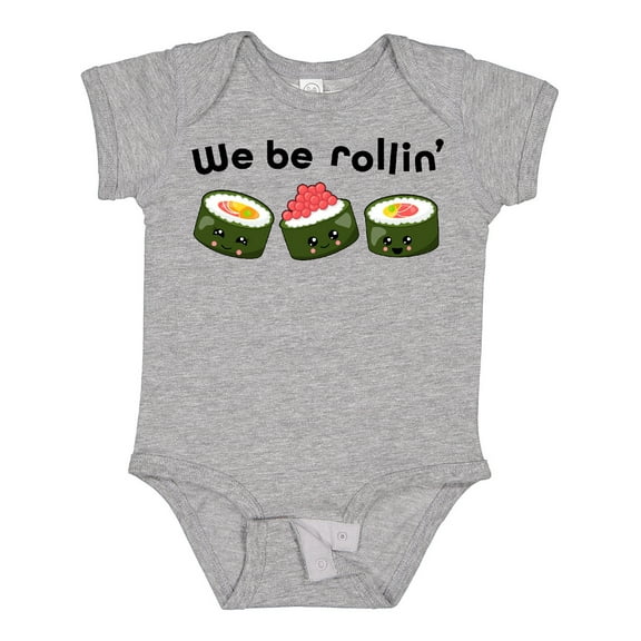 Inktastic We Be Rollin Cute Sushi Boys or Girls Baby Bodysuit