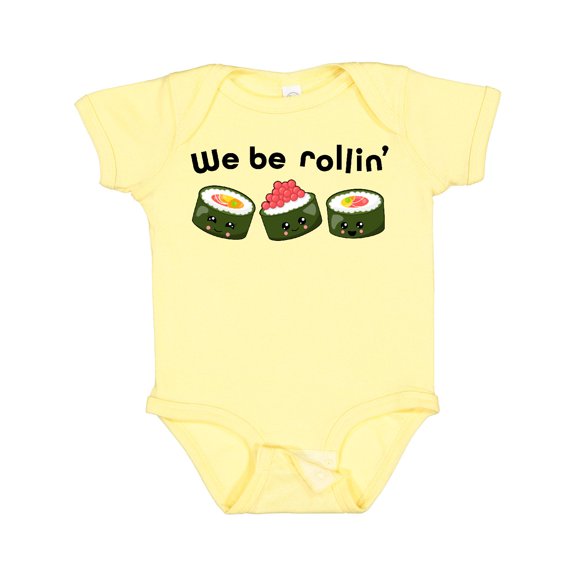 Inktastic We Be Rollin Cute Sushi Boys or Girls Baby Bodysuit