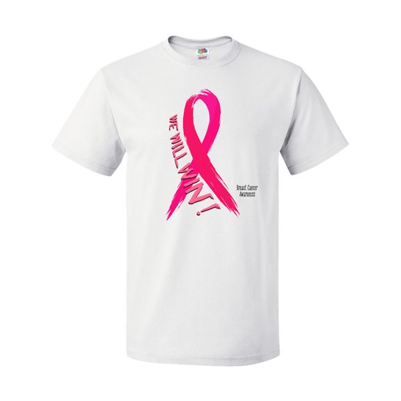 Inktastic We Will Win Against Breast Cancer with Pink Ribbon T-Shirt