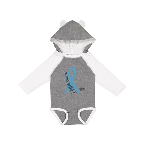Inktastic We Will Win Against Prostate Cancer Ribbon Boys or Girls Long Sleeve Baby Bodysuit