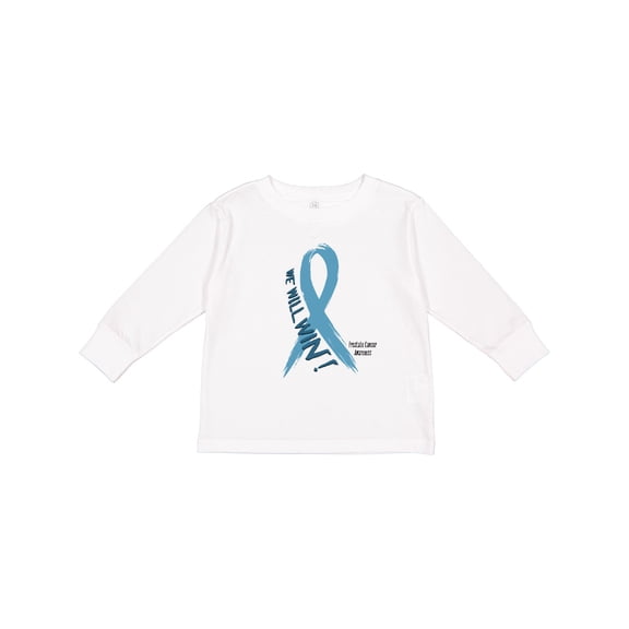 Inktastic We Will Win Against Prostate Cancer Ribbon Boys or Girls Long Sleeve Toddler T-Shirt