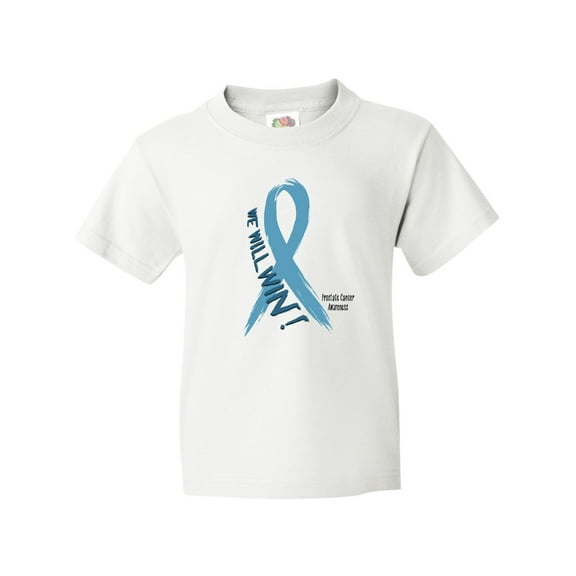 Inktastic We Will Win Against Prostate Cancer Ribbon Youth T-Shirt